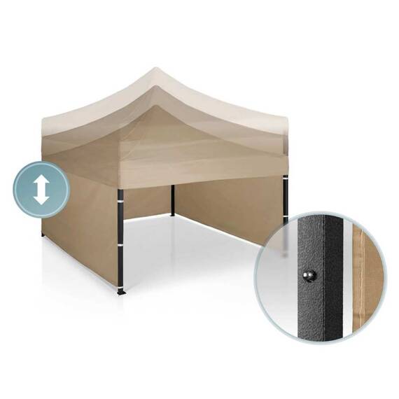 Pavilion de gradina, cu 3 pereti, fabricat din PVC, constructie din otel, acoperisul din PVC 1280D – 100% impermeabil, filtru UV UPF50+, 3 x 3 m, bej - 4- Roveli