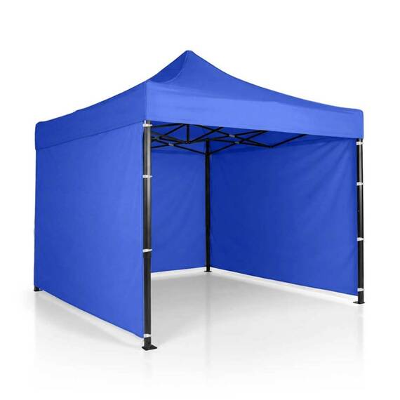 Pavilion de gradina, cu 3 pereti, fabricat din PVC, constructie din otel, acoperisul din PVC 1280D – 100% impermeabil, filtru UV UPF50+, 3 x 3 m, albastru - - Roveli