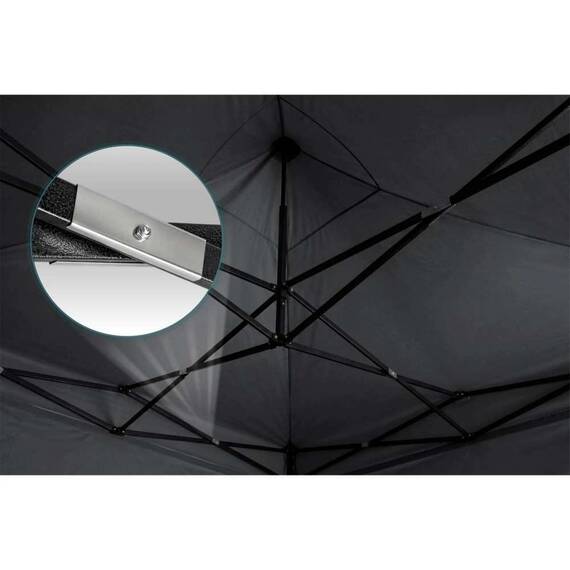 Pavilion de gradina, cu 3 pereti, fabricat din PVC, constructie din otel, acoperisul din PVC 1280D – 100% impermeabil, filtru UV UPF50+, 3 x 6 m, negru - 4- Roveli