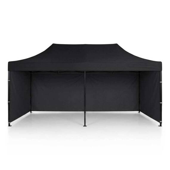 Pavilion de gradina, cu 3 pereti, fabricat din PVC, constructie din otel, acoperisul din PVC 1280D – 100% impermeabil, filtru UV UPF50+, 3 x 6 m, negru - 5- Roveli