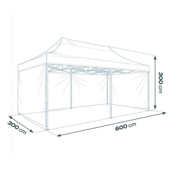 Pavilion de gradina, cu 3 pereti, fabricat din PVC, constructie din otel, acoperisul din PVC 1280D – 100% impermeabil, filtru UV UPF50+, 3 x 6 m, negru - 7- Roveli