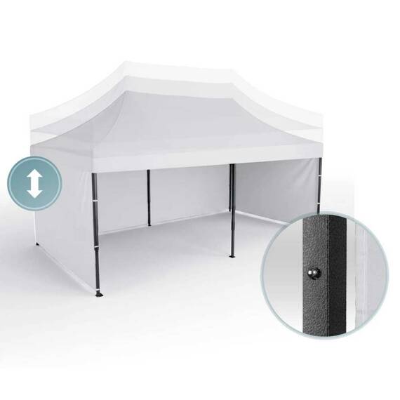 Pavilion de gradina, cu 3 pereti, fabricat din PVC, constructie din otel, acoperisul din PVC 1280D – 100% impermeabil, filtru UV UPF50+, 3 x 6 m, alb - 8- Roveli