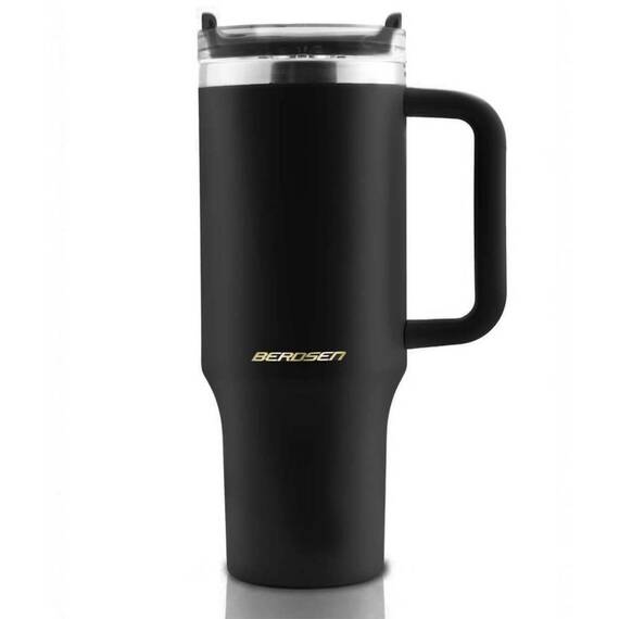 Cana termos, otel inoxidabil, capac 3 in 1, baut, gaura, pai, cu maner, mentinere cald si rece, inaltimea de 27 cm, 1180 ml, negru - - Roveli