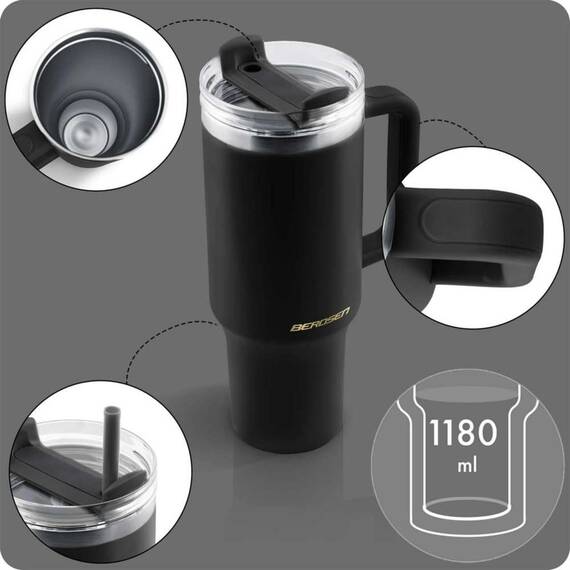 Cana termos, otel inoxidabil, capac 3 in 1, baut, gaura, pai, cu maner, mentinere cald si rece, inaltimea de 27 cm, 1180 ml, negru - 7- Roveli