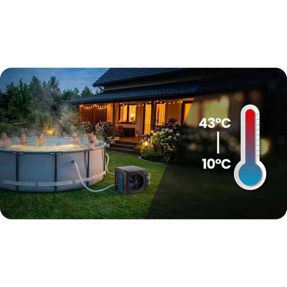 Pompa de caldura pentru piscina pana la 10 m³, afisaj LCD, Bluetooth, Wi-Fi, temperatura de functionare 10-43 °C, debit de apa 1, 50 m³/h, COP 5.17, 3 kW, neagra - 7- Roveli
