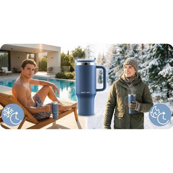 Cana termos, otel inoxidabil, capac 3 in 1, baut, gaura, pai, cu maner, mentinere cald si rece, inaltimea de 27 cm, 1180 ml, albastru marin - 9- Roveli
