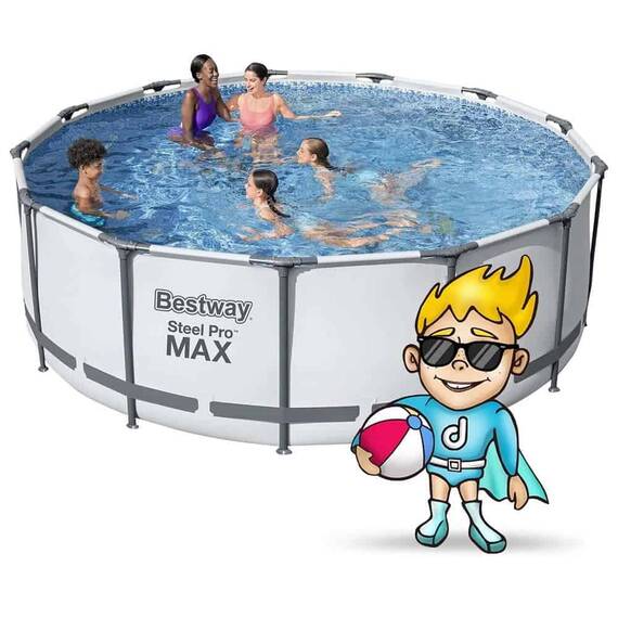 ​Piscina cu cadru metalic, material PVC, pompa de filtrare, filtru pompa tip II, scara, folie si prelata, minge, aripioare de inot, capacitate 12690 litri, forma rotunda, 396 x 122 cm - 3- Roveli