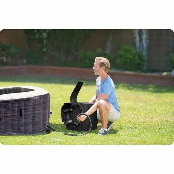 ​Piscina gonflabila cu hidromasaj Intex, jacuzzi, 6 persoane, cu aplicatie, panou de control electronic, apa incalzita pana la 40°, 2 tetiere, lampa LED, 1098 litri, 196 x 71 cm - 5- Roveli