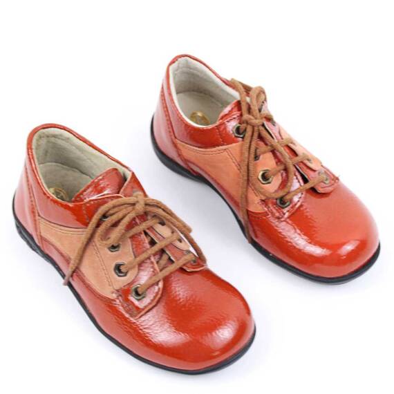 Pantofi casual, de copii , din piele naturala 2635-COGNAC - 4- Roveli