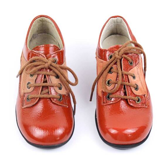 Pantofi casual, de copii , din piele naturala 2635-COGNAC - 2- Roveli