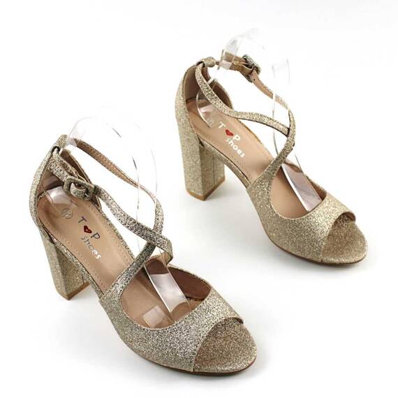 Sandale elegante de dama , cu reflexe stralucitoare 908-3-GOLD, Culoare (12): Auriu, Marime (12): 39 - 3- Roveli