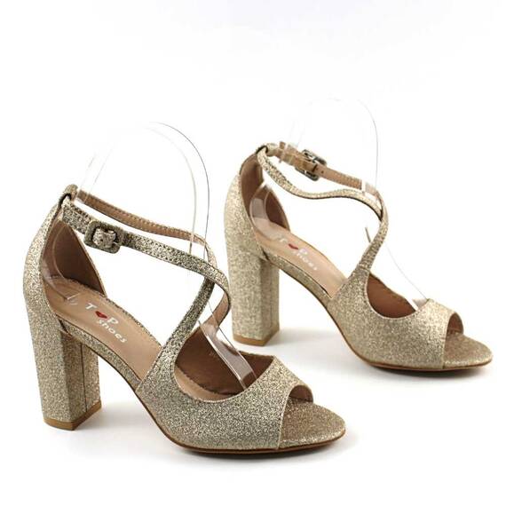 Sandale elegante de dama , cu reflexe stralucitoare 908-3-GOLD, Culoare (12): Auriu, Marime (12): 37 - 5- Roveli