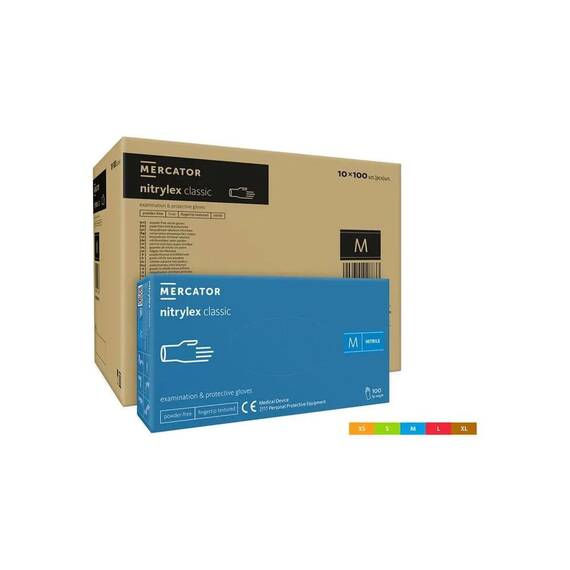 Manusi medicale Nitrylex classic blue a100 Mercator fara pudra, Marime (26): XS - 2- Roveli