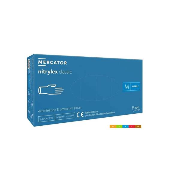 Manusi medicale Nitrylex classic blue a100 Mercator fara pudra, Marime (26): XS - 3- Roveli