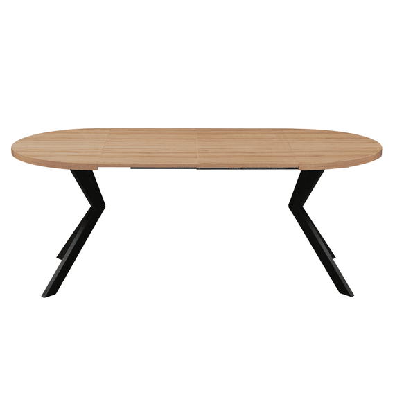 Masa extensibila de sufragerie, stejar deschis/negru, 100-250x75,5 cm, LUKOS - 6- Roveli