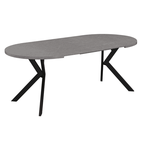 Masa de sufragerie extensibila, beton deschis/negru, 100-250x75,5 cm, LUKOS - 9- Roveli