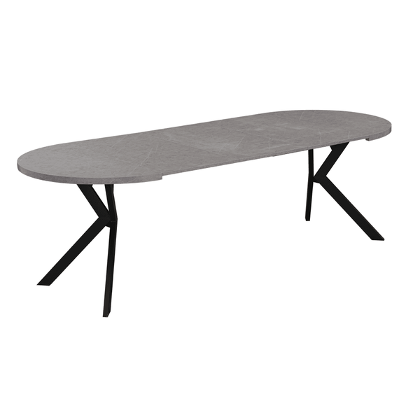 Masa de sufragerie extensibila, beton deschis/negru, 100-250x75,5 cm, LUKOS - 11- Roveli