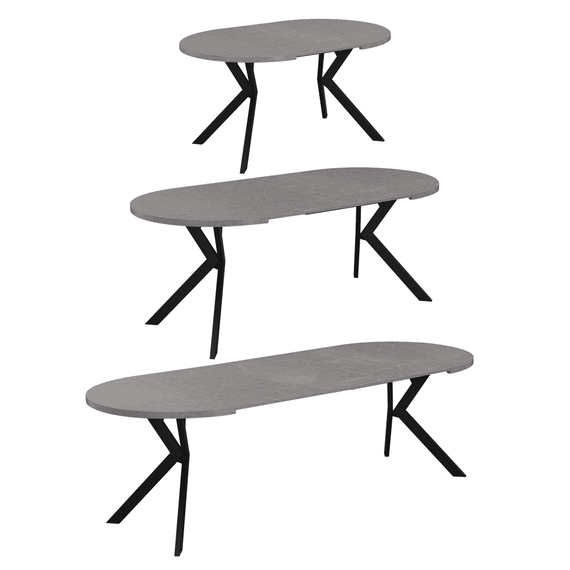 Masa de sufragerie extensibila, beton deschis/negru, 100-250x75,5 cm, LUKOS - 2- Roveli