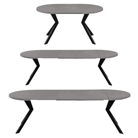 Masa de sufragerie extensibila, beton deschis/negru, 100-250x75,5 cm, LUKOS - 3- Roveli