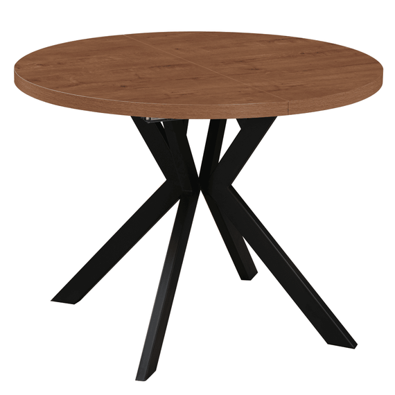 Masa de sufragerie extensibila, stejar inchis/negru, 100-250x75,5 cm, LUKOS - - Roveli