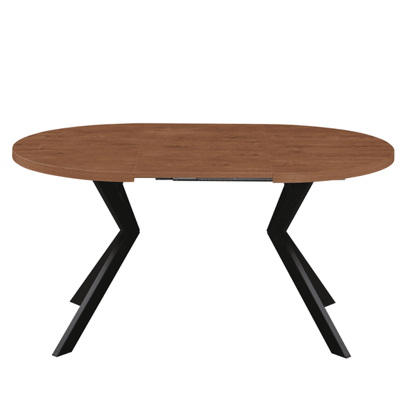 Masa de sufragerie extensibila, stejar inchis/negru, 100-250x75,5 cm, LUKOS - 2- Roveli