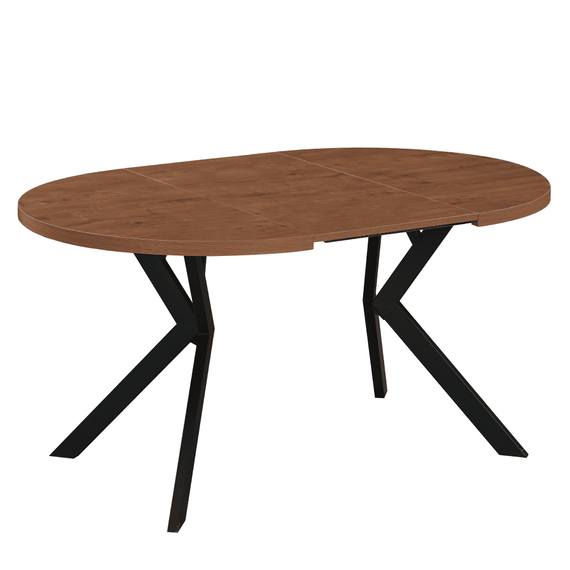 Masa de sufragerie extensibila, stejar inchis/negru, 100-250x75,5 cm, LUKOS - 3- Roveli