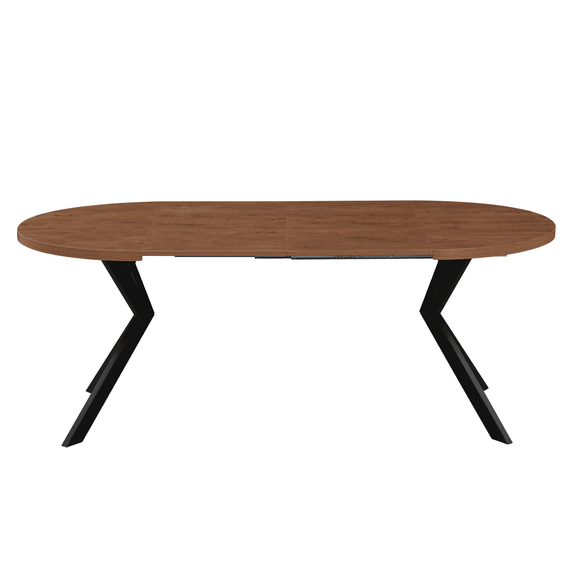 Masa de sufragerie extensibila, stejar inchis/negru, 100-250x75,5 cm, LUKOS - 5- Roveli