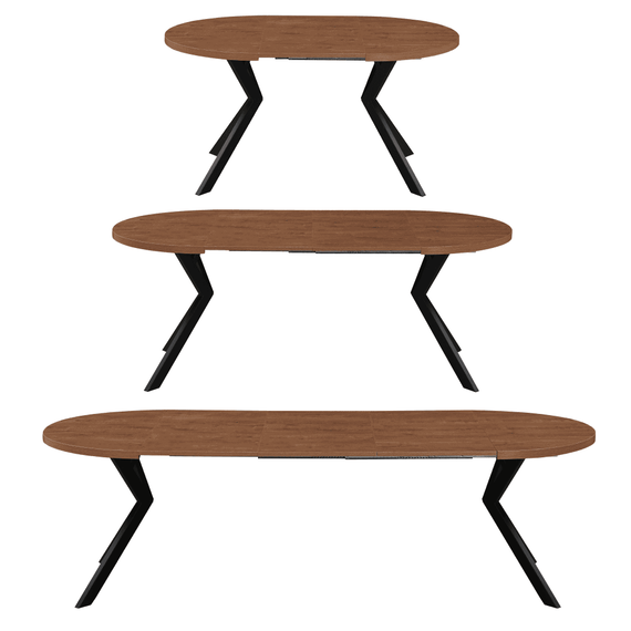 Masa de sufragerie extensibila, stejar inchis/negru, 100-250x75,5 cm, LUKOS - 8- Roveli