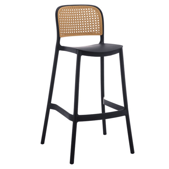 Scaun de bar, stivuibil, negru/bej, RAVID NEW TYP 3 - - Roveli