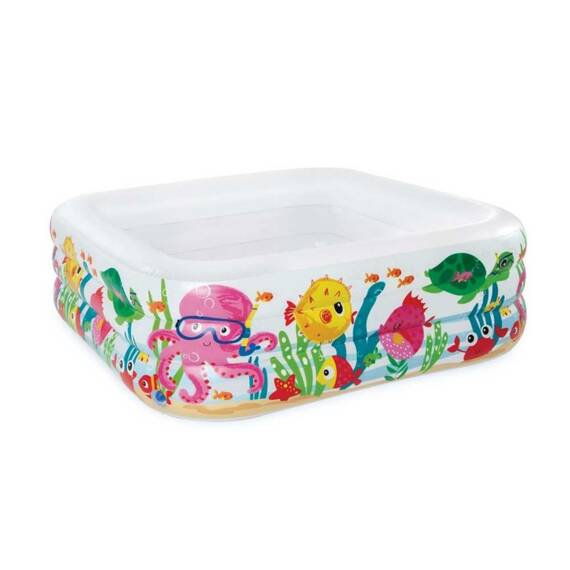 Piscina gonflabila pentru copii Intex, in forma de bazin patrat, cu kit de reparare, 340 l, 159 x 159 x 50 cm - - Roveli