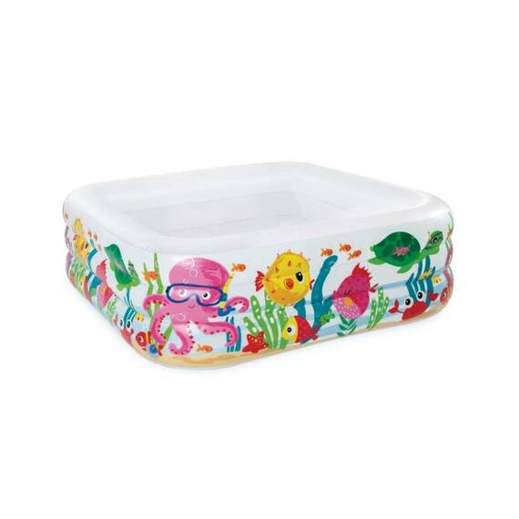 Piscina gonflabila pentru copii Intex, in forma de bazin patrat, cu kit de reparare, 340 l, 159 x 159 x 50 cm - 2- Roveli