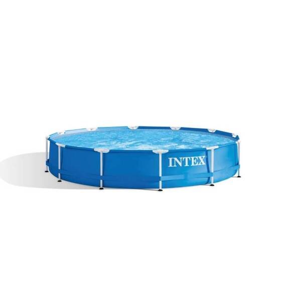 Piscina cu cadru metalic Intex, confectionata din metal, polipropilena si PVC, forma rotunda,  6503 litri apa, 366 x 76 cm, cu pompa de filtrare - - Roveli
