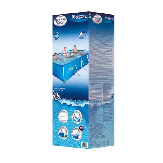 Piscina cu cadru metalic Bestway, confectionata din metal, polipropilena si PVC, forma dreptunghiulara, 5700 l, 400 x 211 x 81 cm - 3- Roveli