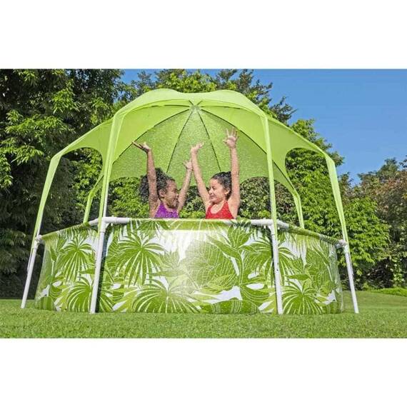 ​Piscina cu cadru metalic, poliester si pvc, cu pavilion si dus, rotunda, 244 x 244 x 51 cm, multicolor - 6- Roveli