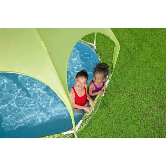 ​Piscina cu cadru metalic, poliester si pvc, cu pavilion si dus, rotunda, 244 x 244 x 51 cm, multicolor - 8- Roveli