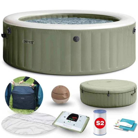 Spa gonflabil cu hidromasaj pentru 6 persoane, 3 straturi cu fibre FiberTech, prelata de protectie, pompa de filtrare incorporata, panou de control modern, 1098 litri, 216 x 71 cm - - Roveli