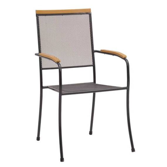 Scaun de gradina DacEnergy©, structura metalica, design din plasa metalica, rezistenta la umezeala si UV, 55 x 68 x 97 cm, gri inchis si natur - - Roveli