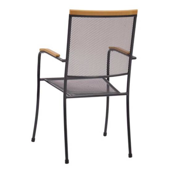 Scaun de gradina DacEnergy©, structura metalica, design din plasa metalica, rezistenta la umezeala si UV, 55 x 68 x 97 cm, gri inchis si natur - 2- Roveli