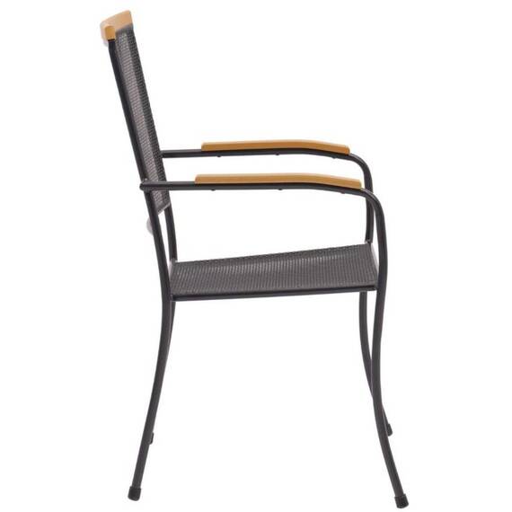 Scaun de gradina DacEnergy©, structura metalica, design din plasa metalica, rezistenta la umezeala si UV, 55 x 68 x 97 cm, gri inchis si natur - 5- Roveli
