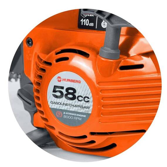Drujba Benzina Humberg, Motor 2 Timpi 58 cm3 / 2.3 kW, Sina max 50 cm, Set 2 Sine + Husa Lant Inclusa - 4- Roveli