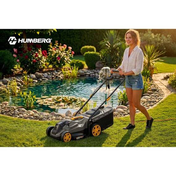 Masina de tuns iarba Humberg, 1400 W, latime taiere 34 cm, cos 30 L, 5 trepte inaltime, Gri - 5- Roveli