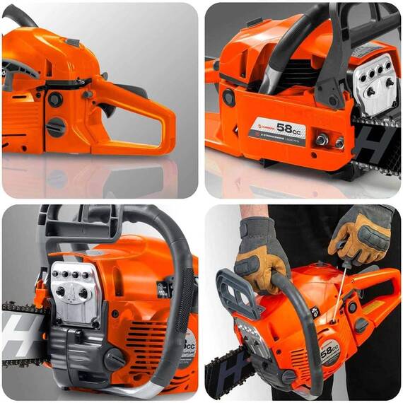 Drujba Benzina Humberg, Motor 2 Timpi 58 cm3 / 2.3 kW, Sina max 50 cm, Set 2 Sine + Husa Lant Inclusa - 5- Roveli