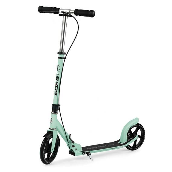​Trotineta, din aluminiu, inaltime reglabila, frana de picior si de mana, pliabila, roti 200 x 30 mm, picior pentru parcare, verde, 98 cm - - Roveli