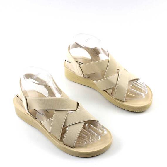 Sandale comode de dama , cu bretele  elastice, incrucisate  SW003-3-BEIGE, Culoare (12): Bej, Marime (12): 38** - 3- Roveli