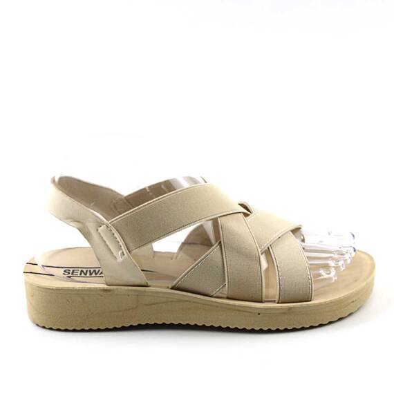 Sandale comode de dama , cu bretele  elastice, incrucisate  SW003-3-BEIGE, Culoare (12): Bej, Marime (12): 39** - 4- Roveli