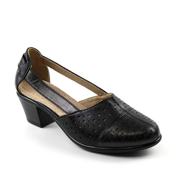 Pantofi comozi de dama , cu decupaje laterale , perforati B162-BLACK, Culoare (12): Negru, Marime (12): 39 - 4- Roveli