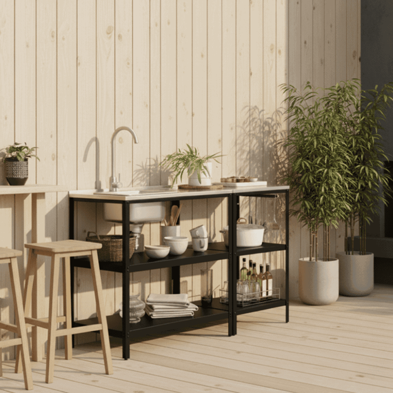 Insula de bucatarie de gradina, otel, negru, INES TYP 2 - 13- Roveli
