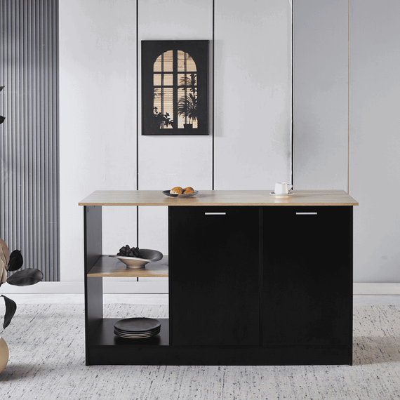 Insula de bucatarie, 150x60 cm, stejar/negru, POMPEJ - 6- Roveli