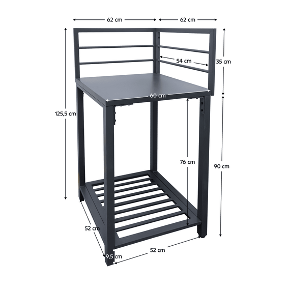 Insula de bucatarie de gradina de colt, metal, gri, TANITA TYP 1 - 5- Roveli