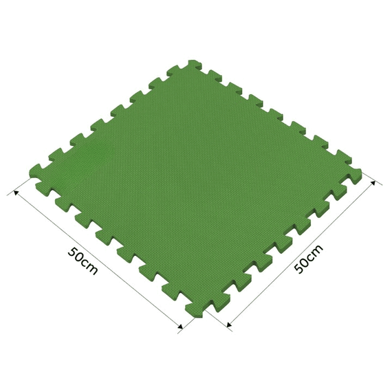 Covor Protectie Piscina Puzzle DacEnergy, 8 Bucati, 50x50 cm, Grosime 10 mm, PVC, Suprafata 1.9 mp, Antiderapant, Termoizolant, Rezistent Apa si Mucegai, Montaj Rapid, Compatibil Trambuline Locuri de Joaca Terase, 1.4 kg, Verde - 7- Roveli